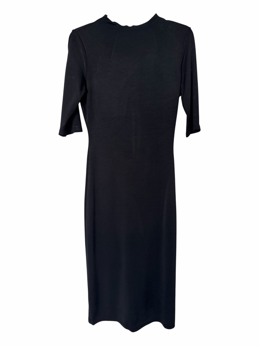 ✅ Alice + Olivia Black Midi Dress with Elbow Sleeves and back exposed zipper 12